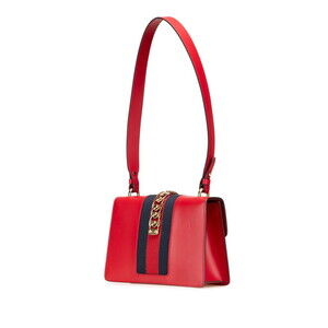 Gucci red bag red shoulder leather web signature Sylvie navy